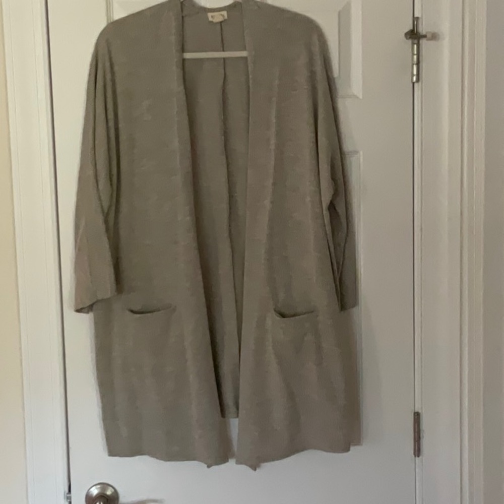 Donni - Striped Cream and Tan Long Cardigan
